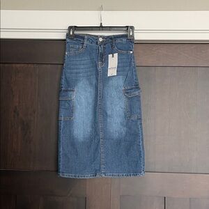 Wallflower Girl Stitchfix Denim Cargo Maxi Skirt Size 7